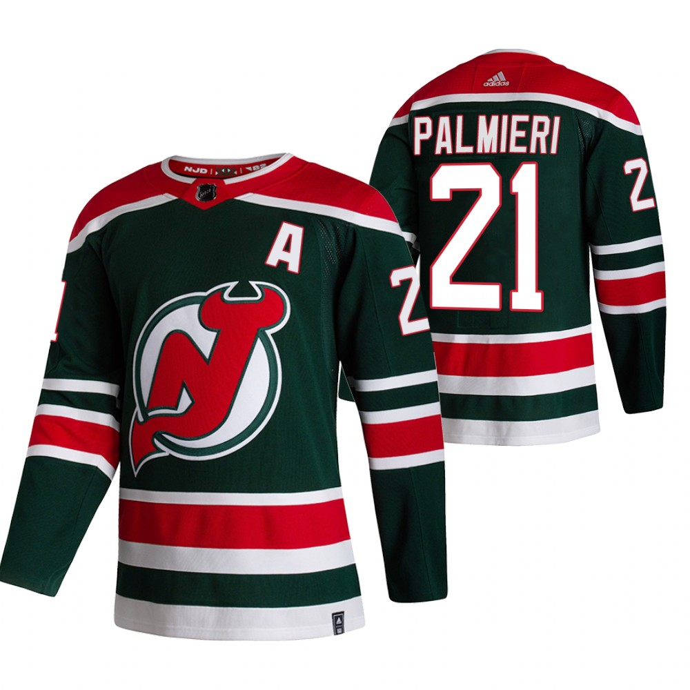 2021 Adidias New Jersey Devils #21 Kyle Palmieri Green Men Reverse Retro Alternate NHL Jersey
